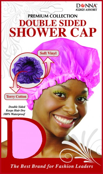DONNA DOUBLE SIDED SHOWER CAP BLK T22026