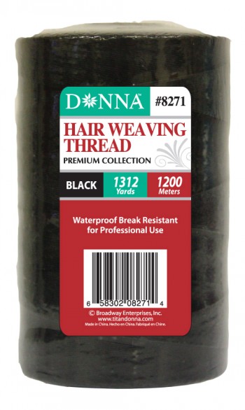 TITAN  HAIR WEAVING THREAD 1200M BLACK pk 6 T8271