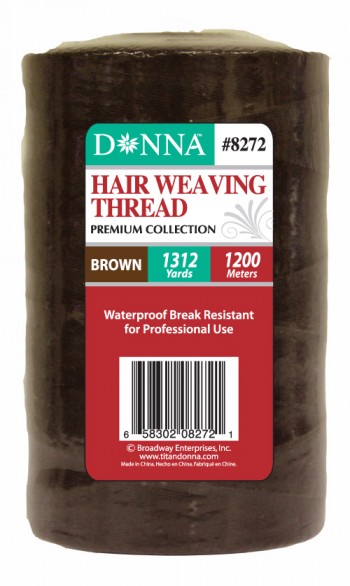 TITAN  HAIR WEAVING THREAD 1200M BROWN pk6  T8272